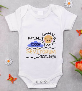 BK Kids İsimli Dayımı Çok Seviyorum Tasarımlı Bebek Body Zıbın - Model 1