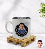 BK Gift Kişiye Özel Erkek Nihayetinde Karikatürlü İçi Siyah Renkli Kupa Bardak Model 3