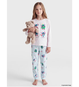 LCW Kids Pembe Stitch Baskılı Kız Çocuk Pijama Takım
