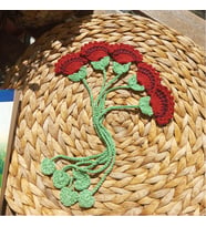El Yapımı Örgü Sevgi Çiçekleri Kitap Ayracı (Kırmızı)
