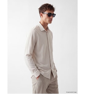 LCW Vision Bej Regular Fit Çizgili Erkek Gömlek