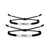 Alberaccessories 925 Ayar Gümüş Tasarım Siyah Rodajlı Örgü Ip Çift Sevgili Bilekliği