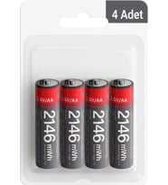 Lexroo YP88 4 Adet Şarj Edilebilir Yüksek Verimli 1430 mAh 1.5V AA Pil - Siyah