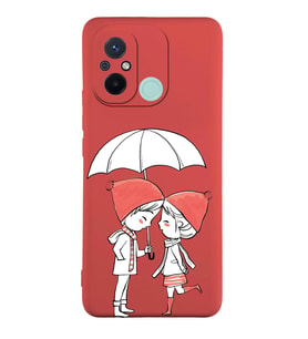 Xiaomi Redmi 12c Uyumlu Lansman Kılıf Aşk Tasarımlı İçi Kadife Kapak-Kırmızı (Şeffaf)