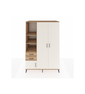 Kronos Dolap 5 Raflı 2 Çekmeceli Tek Askılı 132x59x195 Çam-Aytaşı/Çam