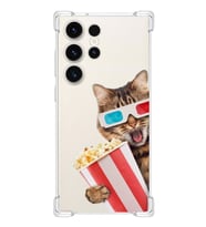 PrintiFy Samsung Galaxy S23 Ultra Uyumlu Kedi 1 Baskılı Şeffaf Köşe Korumalı Antişok Kılıf