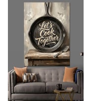 Let'S Cook Together Tava Tasarımı Dekoratif Kanvas - Mdf Ahşap Tablo