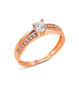 Bella Gloria Rose Çıtır Altın Tektaş Yüzük (PR78010)