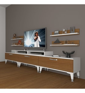 Decoraktiv Ekoflex 270R Slm Silver Tv Ünitesi Tv Sehpası - Beyaz Ceviz (Beyaz - Ceviz)