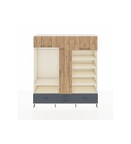 Hyperion Dolap 18 Raflı 4 Çekmeceli Tek Askılı 220x44x243 Aytaşı-Çam/Antrasit