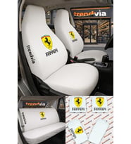 Ferrari Logolu Oto Koltuk Kılıfı Ön Arka Set – Penye Likralı Universal Koltuk Koruyucu Servis Kılıfı