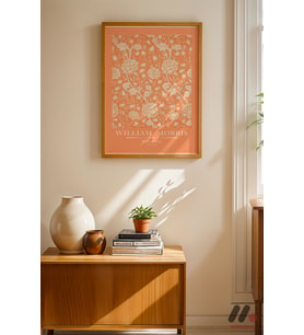 William Morris Wild Tulip Deseni, Ahşap Çerçeveli Duvar Tablosu - Ev Dekorasyonu