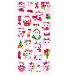 Sticker Kabartmalı Stiker Defter Planlayıcı Etiket (Lde007)-19x9cm - Sevimli Kedi Çiçek