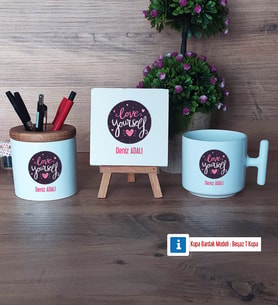 Love Yourself Dekoratif Taş, Kalemlik, T Kupa Bardak Hediye