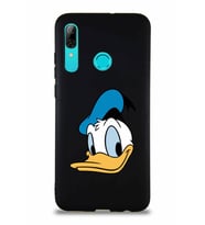 Huawei P Smart 2019 Soft Premier Kapak Donald Duck-B Tasarımlı Silikon Kılıf - Siyah (Şeffaf)