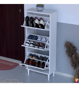 Modilayn VARBİ Kapı Önü 52 x 127 x 25,5 cm’ lik 3 Düşer Kapak 6 Göz Bölmeli Ayakkabılık