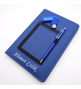 Wings SG162 İsme Özel Mavi Kanguru Defter + 16GB Usb Bellek + Touch Kalem Set  Hepsi İsme Özel