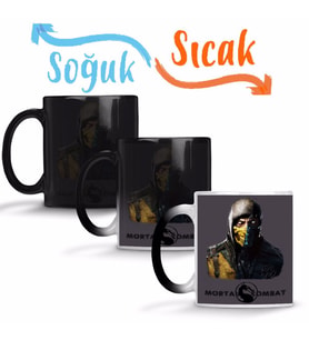 Mortal Kombat Scorpion and Sub Zero 2 Sihirli Kupa Bardak Porselen