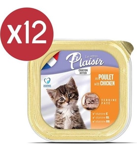 Plaisir Pate Kitten Tavuklu ve Sütlü Yavru Kedi Konservesi 12X100 gr
