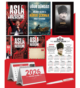 Asla Vazgeçme - Ayraç - Kartpostal - Poster - Müjdat Gezenle Kürek Çekmek -  2026 Ajanda Komutan - Kalpaklı Ahşap Duvar Takvimi - Masa Takvimi