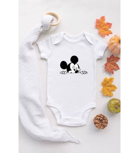 Mickey Mouse Organik Baskılı Pamuklu Ekru