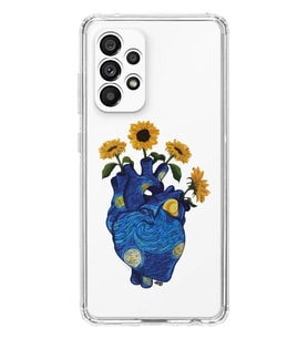 Samsung Galaxy A73 Uyumlu Vincent Van Gogh Kalp Tasarımlı Şeffaf Telefon Kılıfı