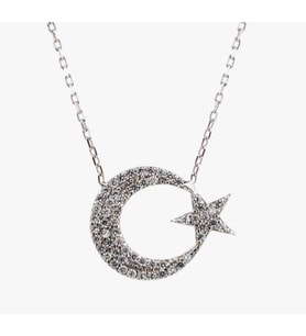 AY YILDIZ 925 AYAR GÜMÜŞ KOLYE (Karışık)