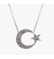 AY YILDIZ 925 AYAR GÜMÜŞ KOLYE (Karışık)