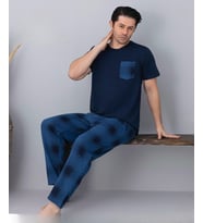 Pijamoni Erkek Bisiklet Yaka Kısa Kol İnce Pijama Takımı 6163/5 - 1 Adet (Lacivert)