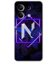Redmi Note 13 5G Kılıf HD Desen Baskılı Kılıf - Dark Neon Yaprak N Harfi