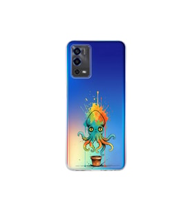 Oppo A55 ile uyumlu Splash ahtapot tasarımlı şeffaf silikon kılıf
