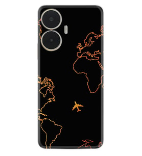 Realme C55 Kılıf Silikon Desen Özel Seri Harita ve Uçak 1777