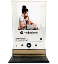 Spotify Barkodlu Cam Plak, Kişiye Özel Fotoğraflı Spotify Şarkı Barkodlu Masaüstü Plak