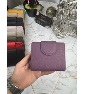 Bozuk Para Bölmeli Çıtçıtlı Şık Hakiki Deri Mor Kadın Cüzdan 38718 (Çok Renkli)