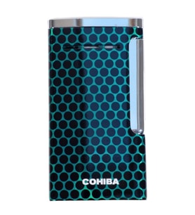 Cohiba Tek Torch Perde Alev Slim 7 Dizayn Yeşil Desenli Puro Çakmağı