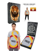 Galatasaray Büyük Logolu Tee Gri T-shirt Bayrak ve UV Kutu Hediyeli