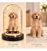 Kişiye Özel Köpek Karikatürlü 18 cm MDF Fanus Biblo - Kişiye Özel Hediye
