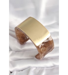 Kahverengi Mermer Desen Akrilik Platik Gold Dikdörtgen Plaka Model Vintage Kadın B - HPSBYI8043-4