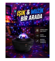 Mey İthalat® Sesle Etkileşimli Yıldız Projektörlü Gece Lambası – Bluetooth Hoparlörlü, USB Girişli,