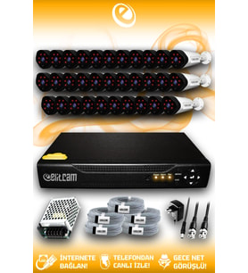 ELITCAM 32 Kameralı Uzay 32 Dış Kamera Set HDD'siz Full HD Gece Görüşlü Güvenlik Kamerası Sistemi