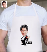 BK Gift Kişiye Özel Godfather Baba Karikatürlü Beyaz Mutfak Önlüğü-1