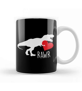 Rawr T Rex Dinosaur Heart Love Valentine s Day Kupa Bardak Porselen