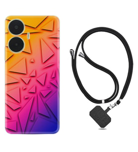 Realme C55 Kılıf Silikon Boyun Askılı İpli Desenli Silikon Üçgenler 1635