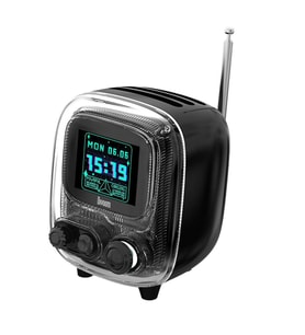 Divoom Tiivoo-2 FM Radyolu Mini Bluetooth Hoparlör, Kablosuz Piksel Ekranlı, Siyah