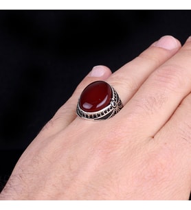 925 AYAR GÜMÜŞ OVAL MODEL AKİK TAŞLI YÜZÜK