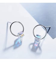 Monemel Swarovski Taşlı Halka Küpe (Altın Kaplama) Sevgililer Günü Hediyesi
