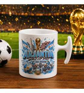 BK Gift Arjantin Taraftar Temalı Dünya Futbol Kupası Tasarımlı Hammer Kupa Bardak