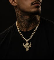 Hip Hop Iced Out Boğa Kafası Pendant Küba Zincir Kolye