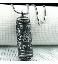 925 Ayar Gümüş Silindir Model Osmanlı Tuğralı Cevşen Muska Kabı Erkek Kolye