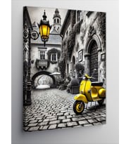Kanvas Tablo Sarı Vespa Sokak Sanatı